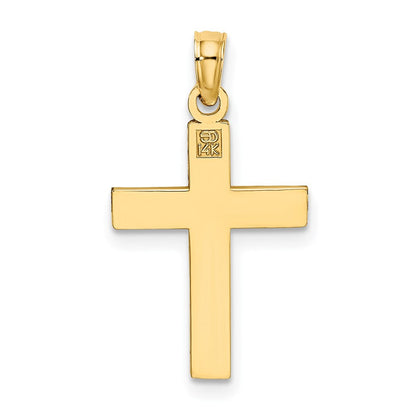 14K Gelbgold Diamantiert Block Kreuz Charm