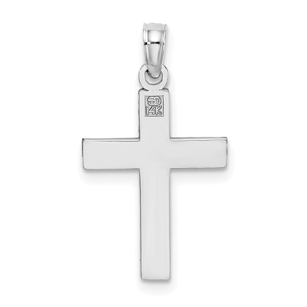 14K Weißgold Diamantiert Block Kreuz Charm