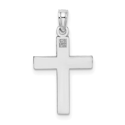 14K Weißgold Diamantiert Block Kreuz Charm