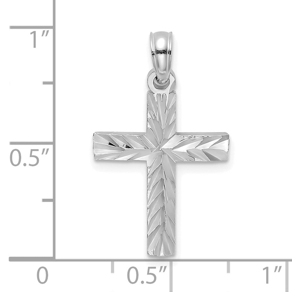 14K Weißgold Diamantiert Block Kreuz Charm
