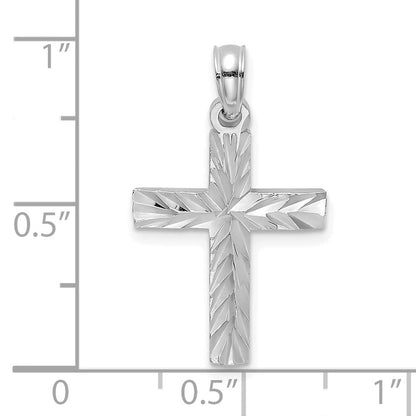 14K Weißgold Diamantiert Block Kreuz Charm