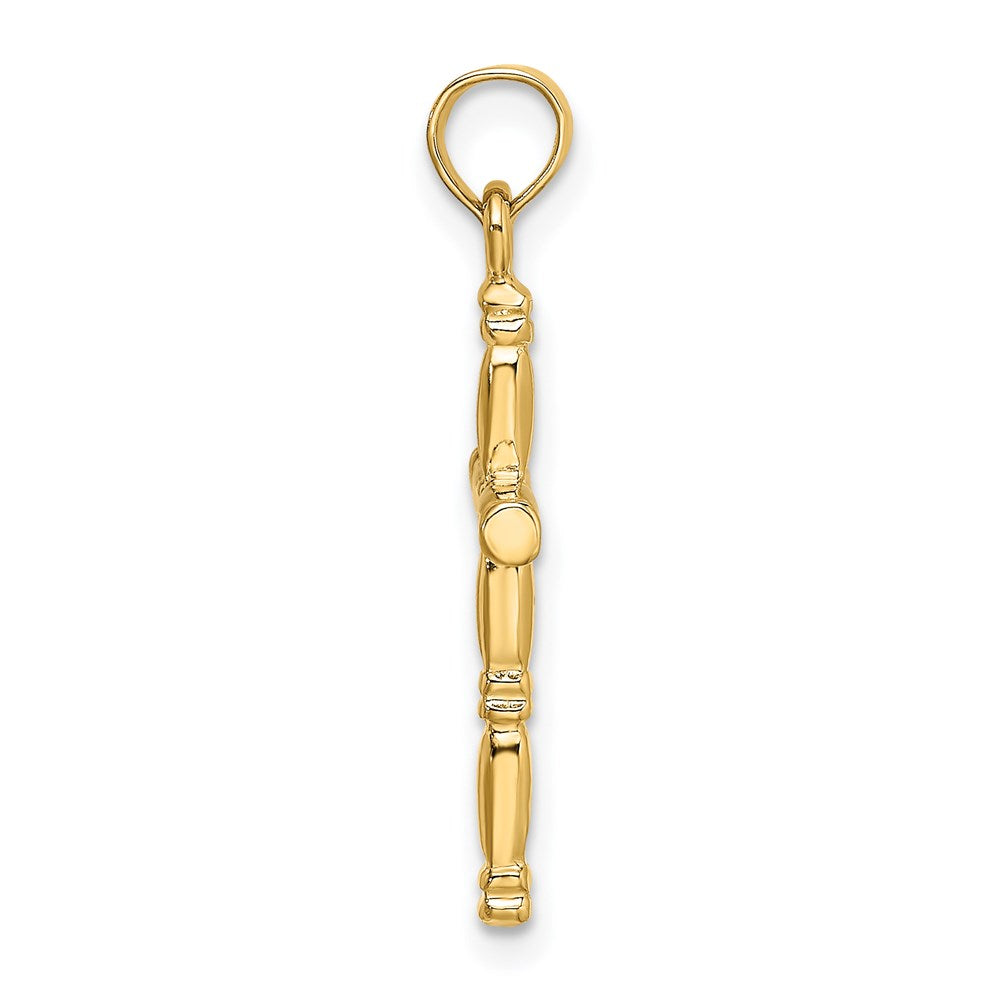 14K Gelbgold 3-d Poliert Kreuz Charm
