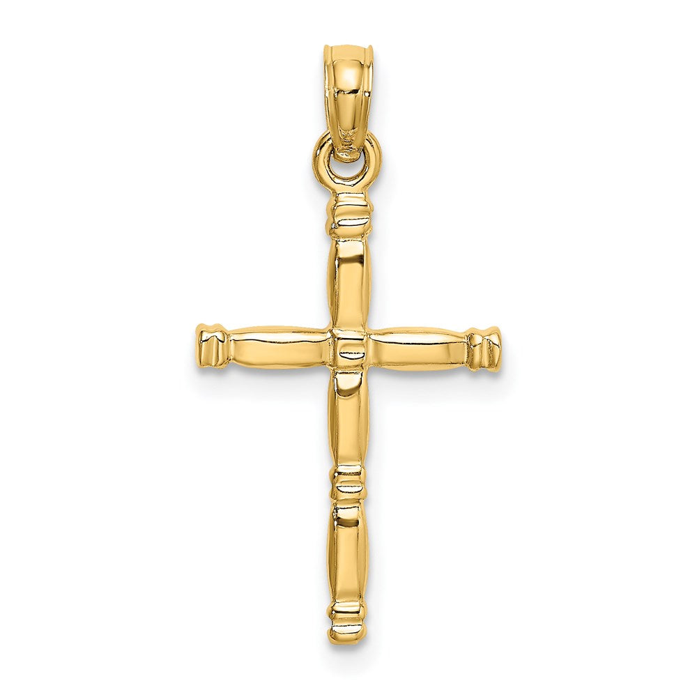 14K Gelbgold 3-d Poliert Kreuz Charm