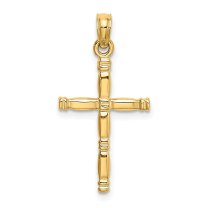 14K Gelbgold 3-d Poliert Kreuz Charm
