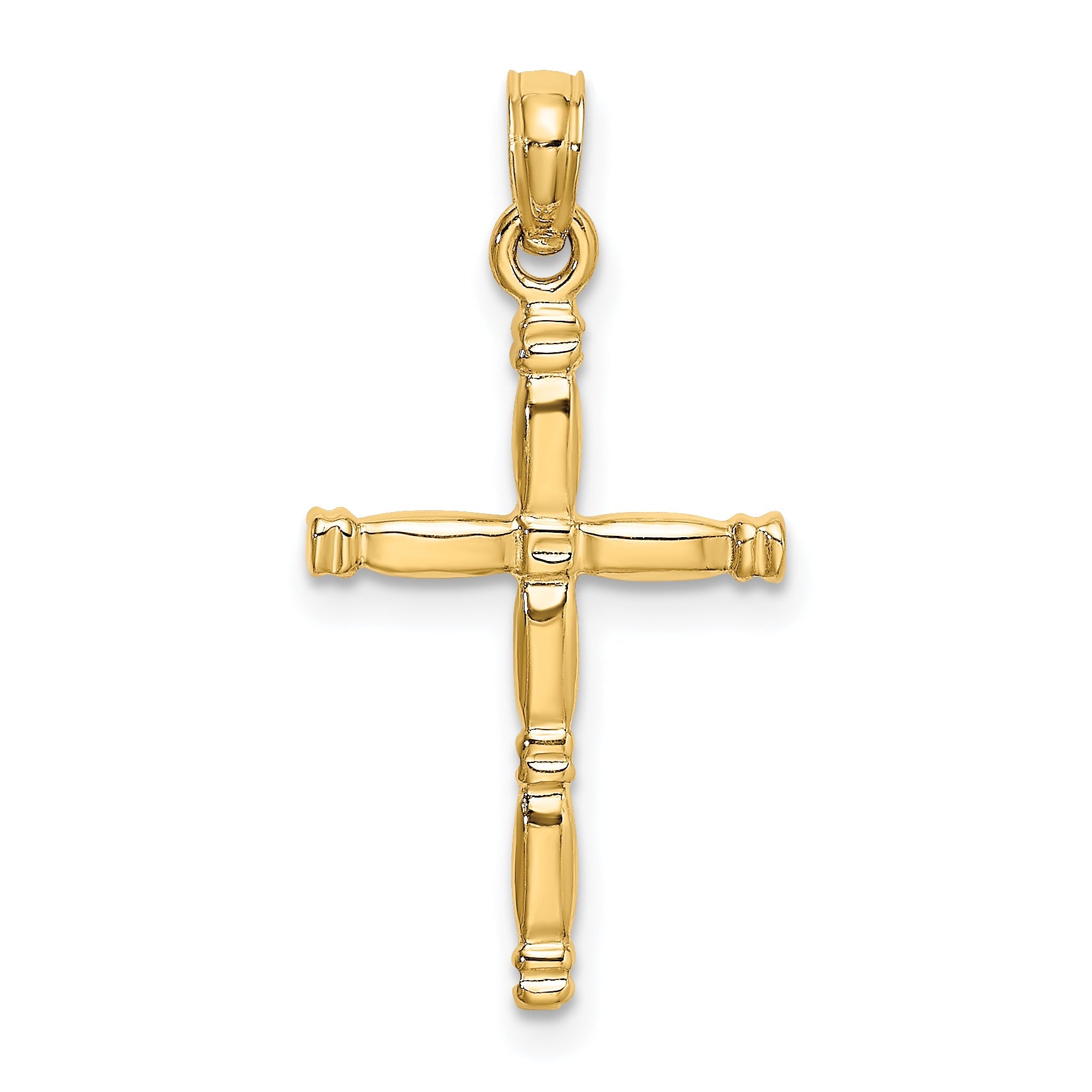 14K Gelbgold 3-d Poliert Kreuz Charm