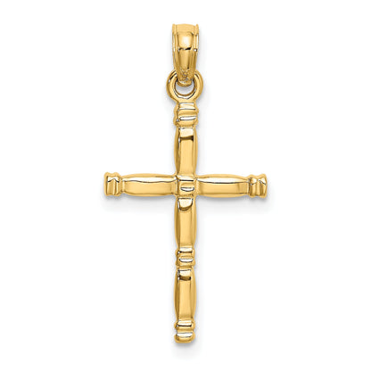 14K Gelbgold 3-d Poliert Kreuz Charm