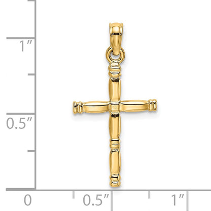 14K Gelbgold 3-d Poliert Kreuz Charm