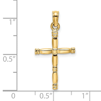 14K Gelbgold 3-d Poliert Kreuz Charm