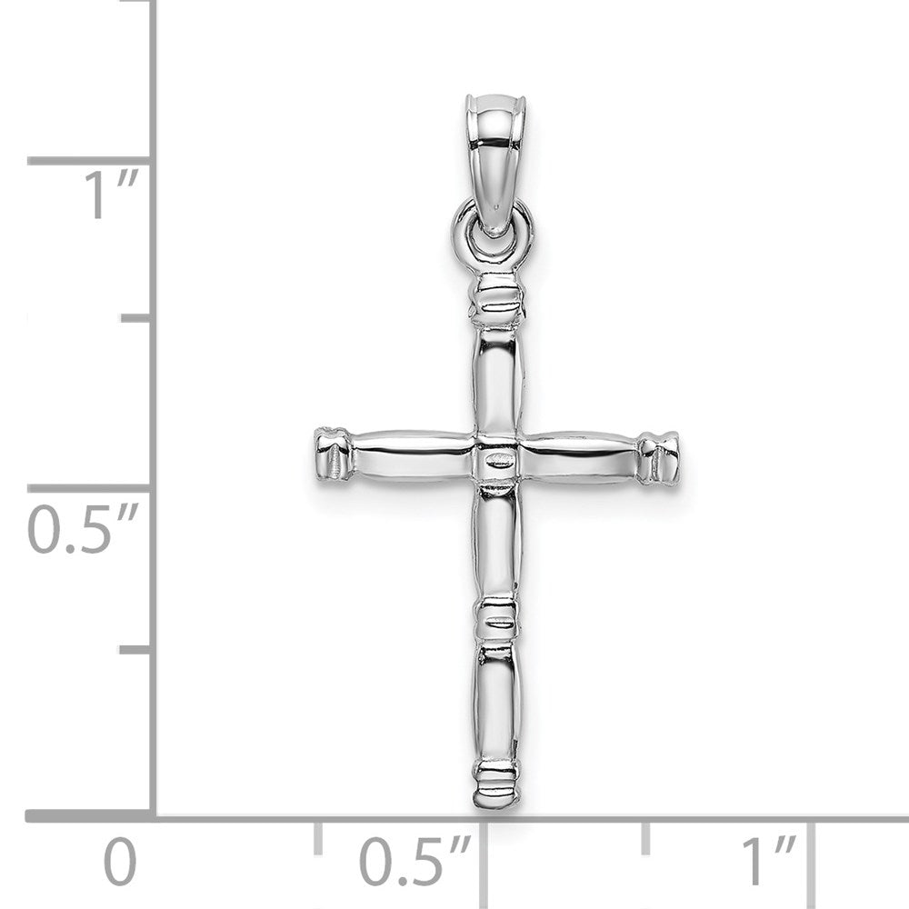 14K Weißgold 3-d Poliert Kreuz Charm