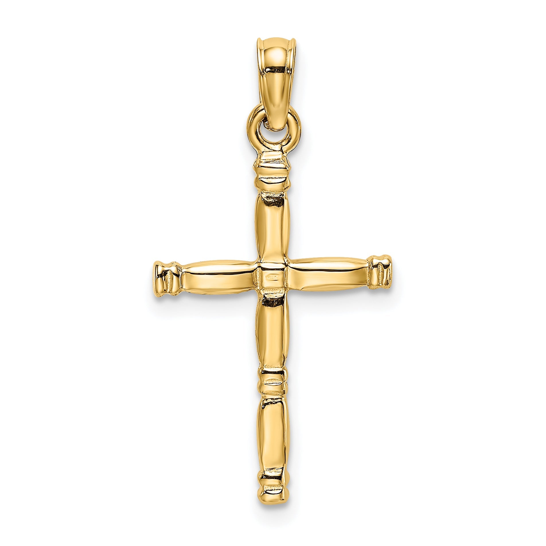 14K Gelbgold 3-d Poliert Kreuz Charm