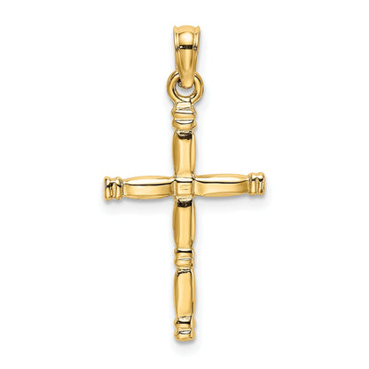 14K Gelbgold 3-d Poliert Kreuz Charm