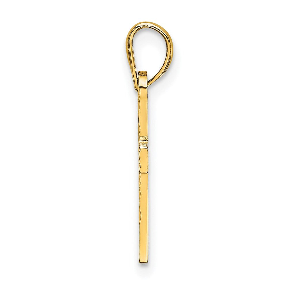 14K Gelbgold Diamantiert Kreuz Charm