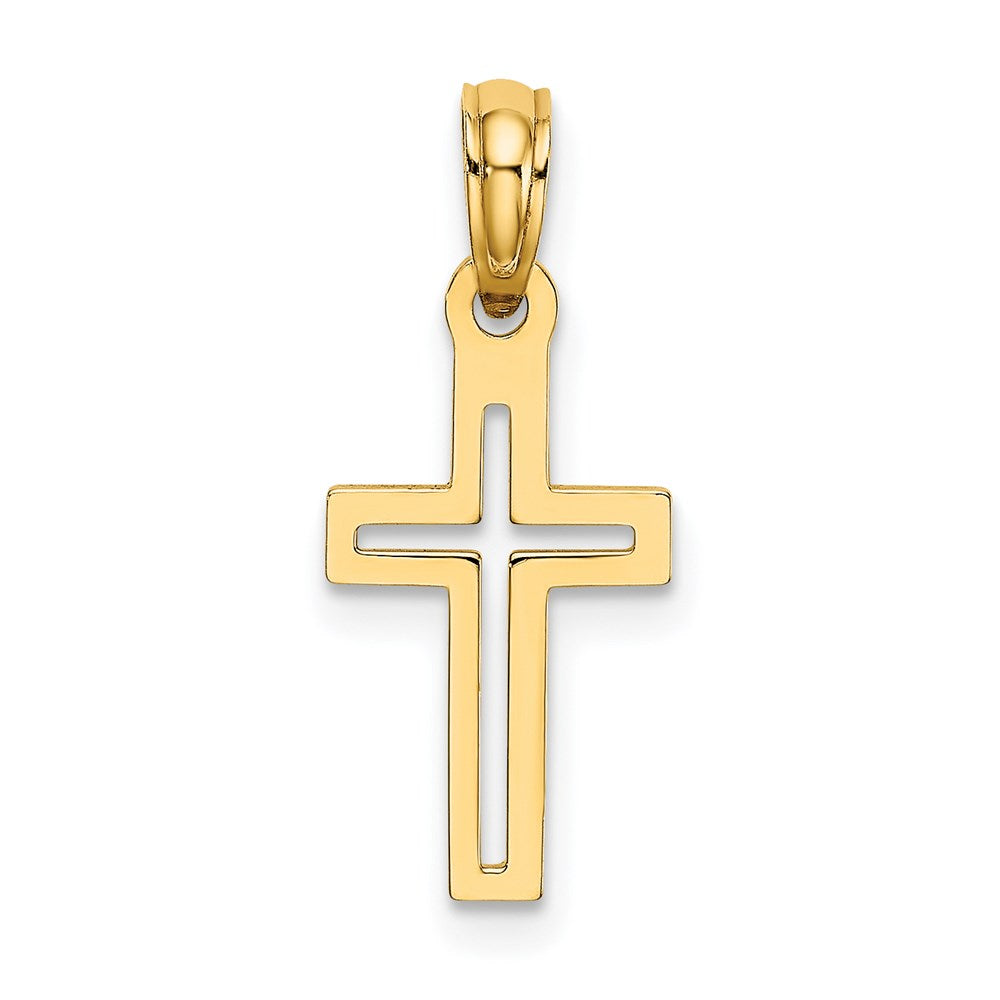 14K Gelbgold Diamantiert Kreuz Charm