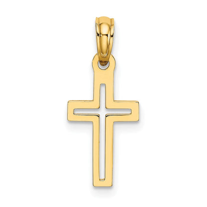 14K Gelbgold Diamantiert Kreuz Charm
