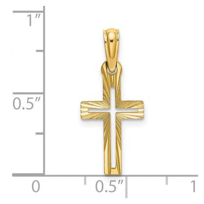 14K Gelbgold Diamantiert Kreuz Charm