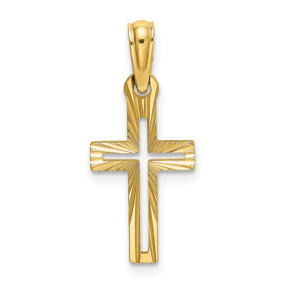 14K Gelbgold Diamantiert Kreuz Charm