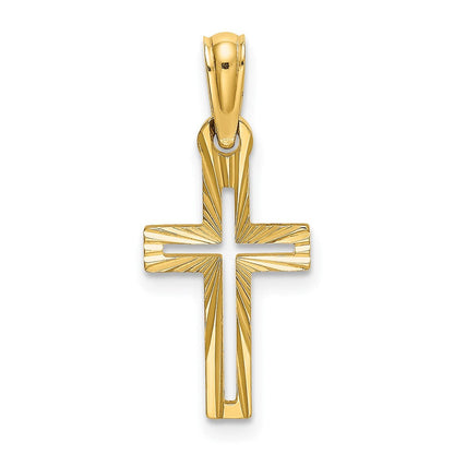 14K Gelbgold Diamantiert Kreuz Charm