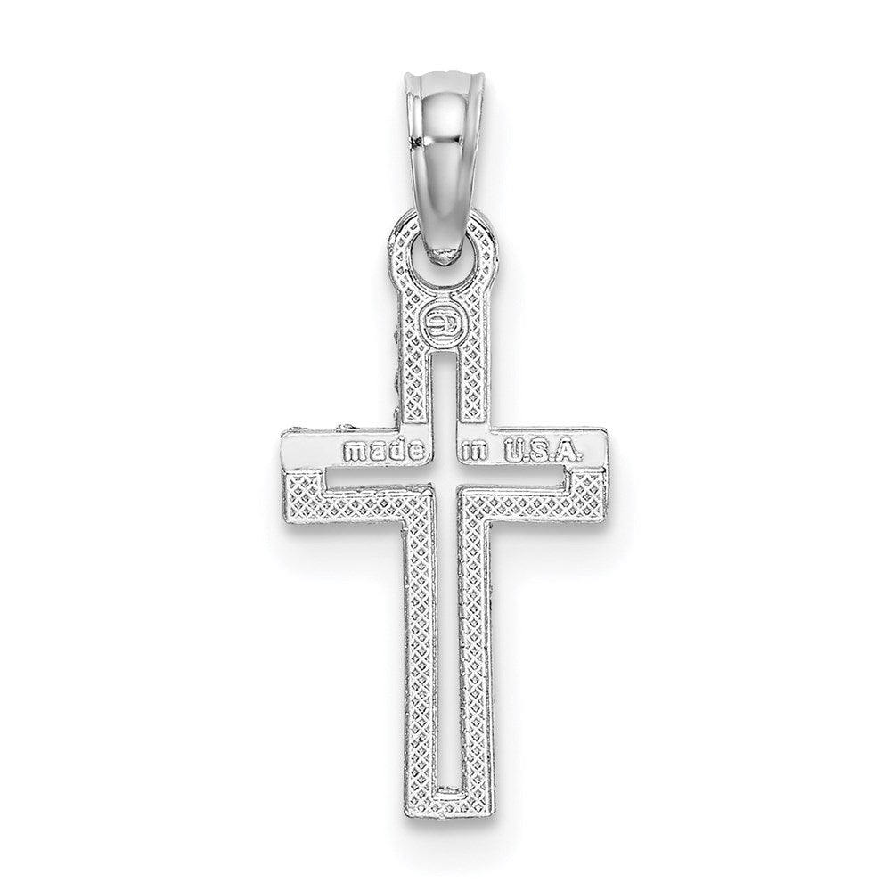14K Weißgold Diamantiert Kreuz Charm