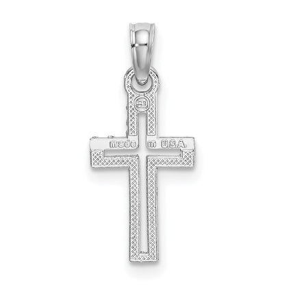 14K Weißgold Diamantiert Kreuz Charm