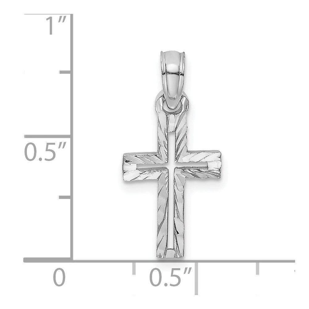 14K Weißgold Diamantiert Kreuz Charm