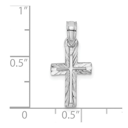 14K Weißgold Diamantiert Kreuz Charm