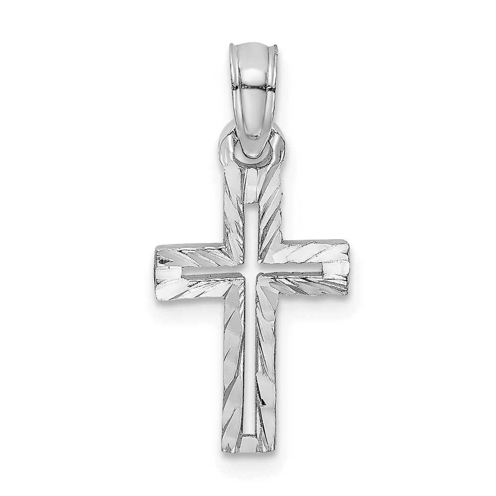 14K Weißgold Diamantiert Kreuz Charm