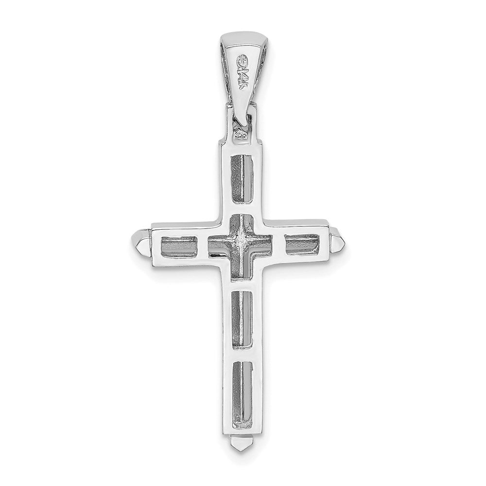 Anhänger Kreuz poliert 14K Weißgold