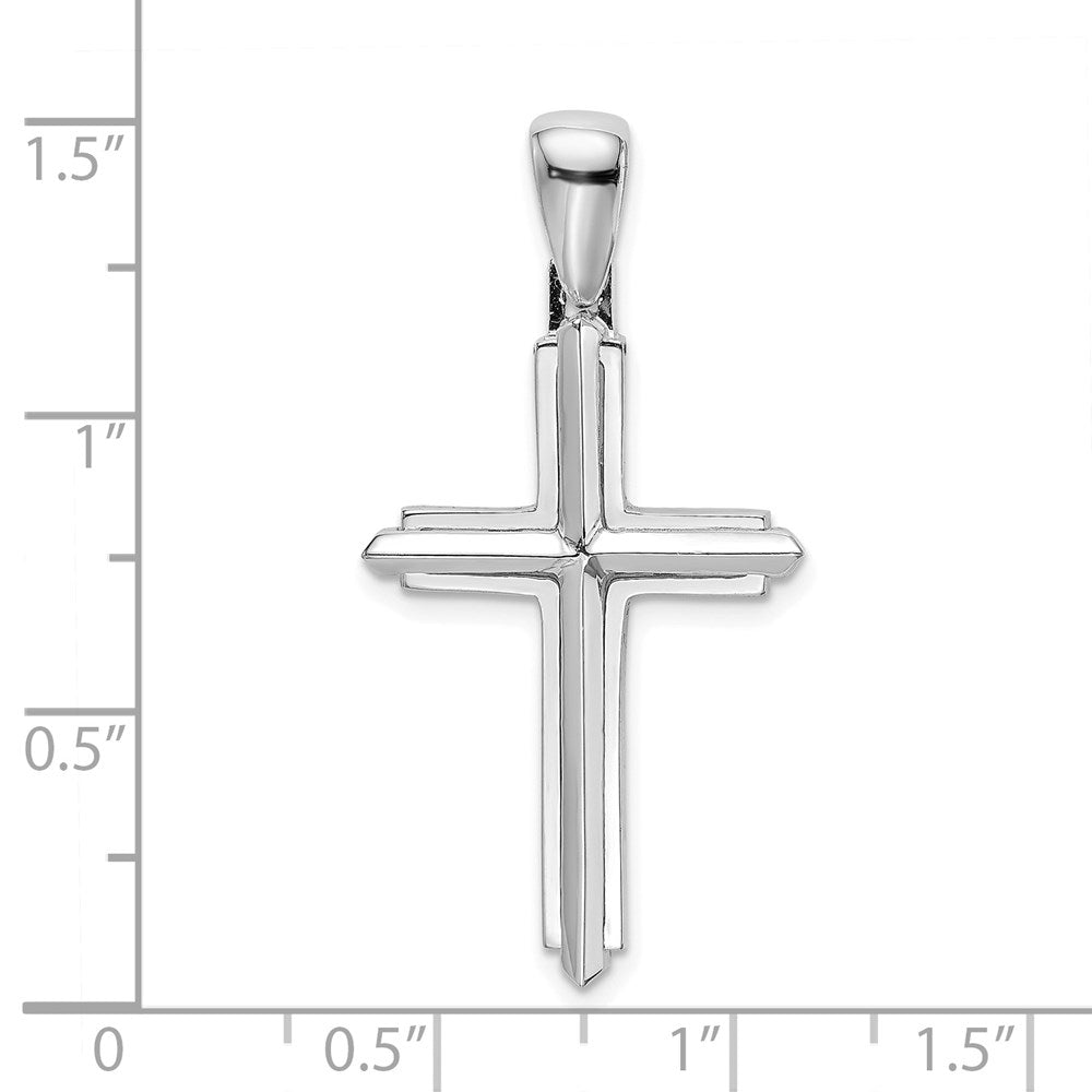 Anhänger Kreuz poliert 14K Weißgold