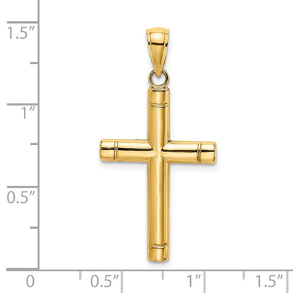14K Gelbgold Röhrenkreuz-Charm