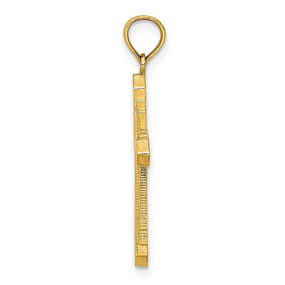 14K Gelbgold Massiv Gekugelt Kreuz Charm