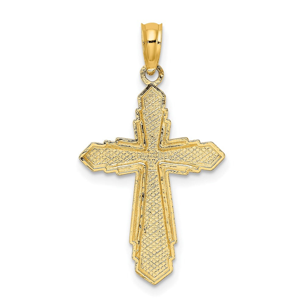 14K Gelbgold Massiv Gekugelt Kreuz Charm
