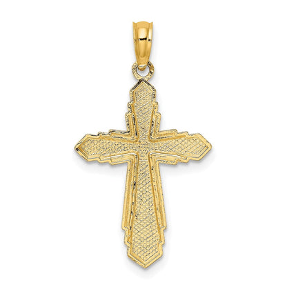14K Gelbgold Massiv Gekugelt Kreuz Charm