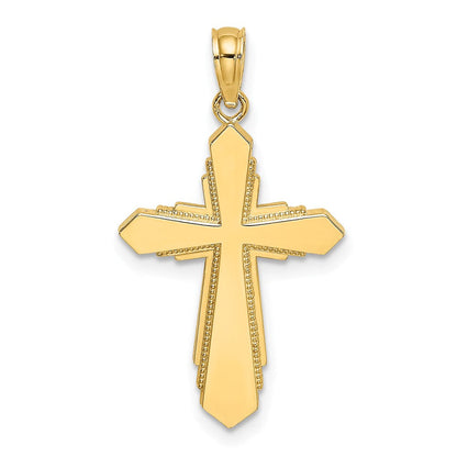 14K Gelbgold Massiv Gekugelt Kreuz Charm