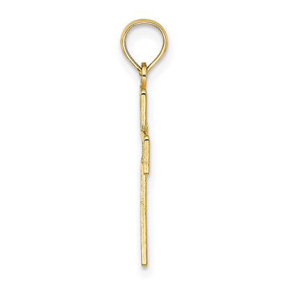 14K Gelbgold Strukturiert Lace Mittig Kreuz Charm
