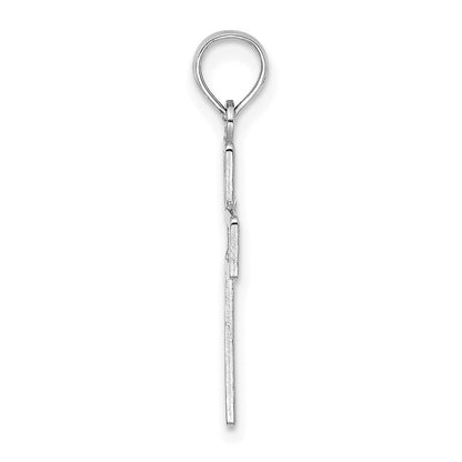 14K Weißgold Strukturiert Lace Mittig Kreuz Charm