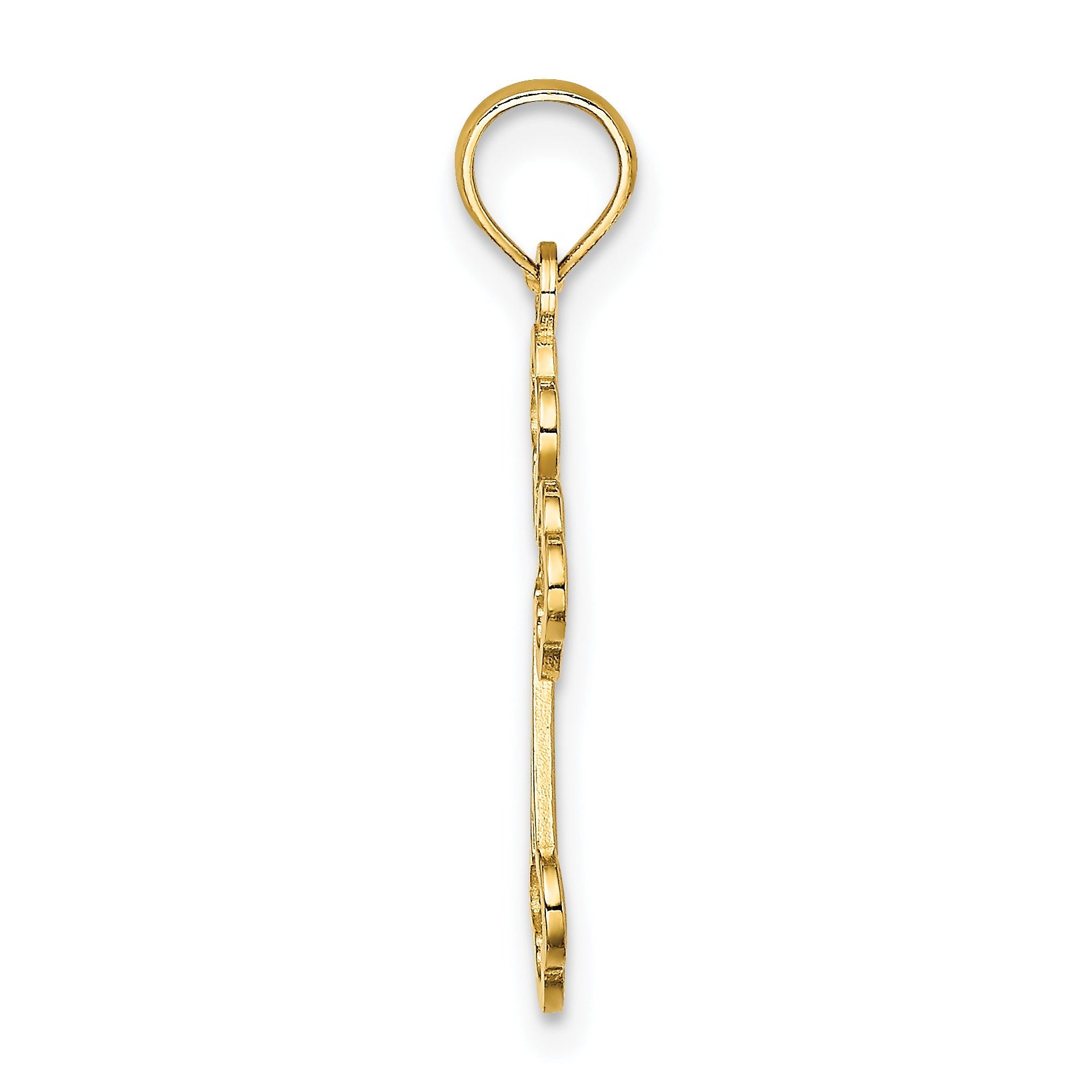 14K Gelbgold Lace Mittig Knospend Kreuz Charm
