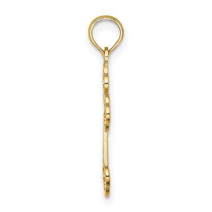 14K Gelbgold Lace Mittig Knospend Kreuz Charm