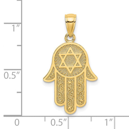 14K Gelbgold Chamseh-Anhänger mit Davidstern-Charm