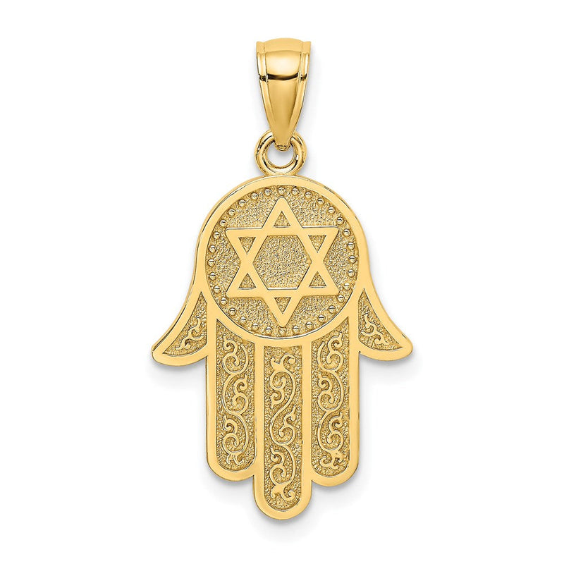 14K Gelbgold Chamseh-Anhänger mit Davidstern-Charm