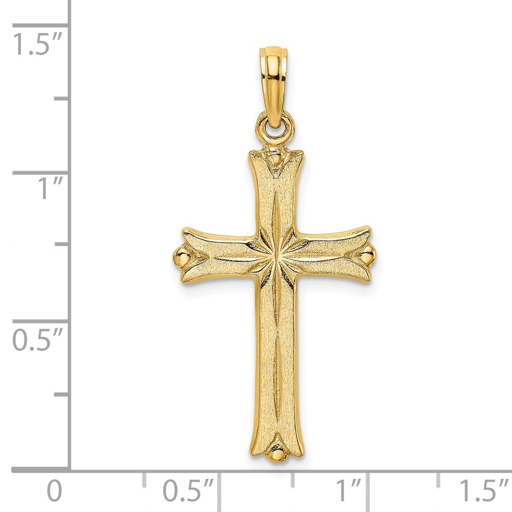 Kreuz-Charm mit Sternenstrahl-Mittelteil aus 14K Gelbgold