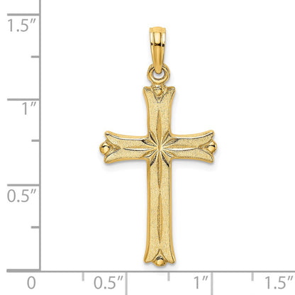 Kreuz-Charm mit Sternenstrahl-Mittelteil aus 14K Gelbgold