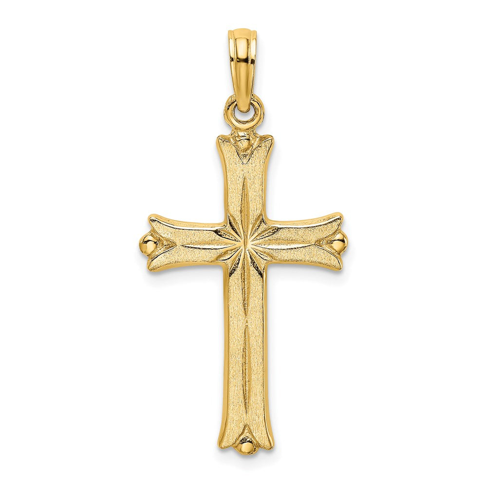 Kreuz-Charm mit Sternenstrahl-Mittelteil aus 14K Gelbgold
