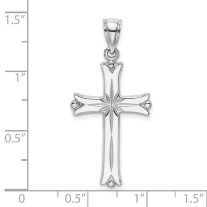 14K Weißgold Kreuz-Charm mit Sternenexplosion-Zentrum