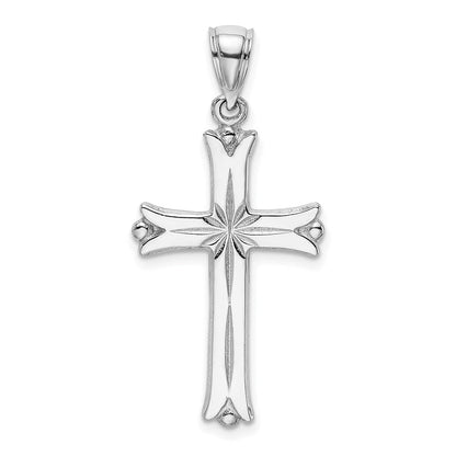 14K Weißgold Kreuz-Charm mit Sternenexplosion-Zentrum