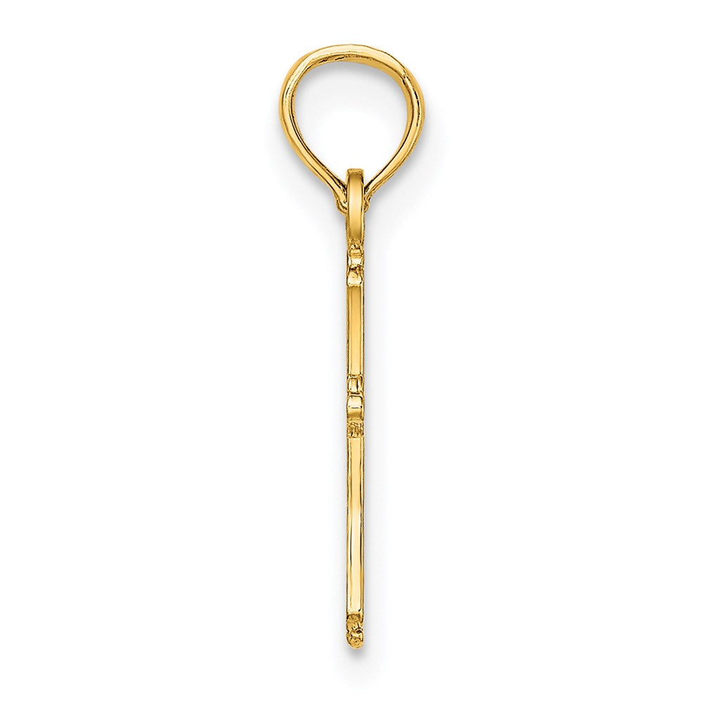 14K Gelbgold Strukturiert Mini Kreuz Charm