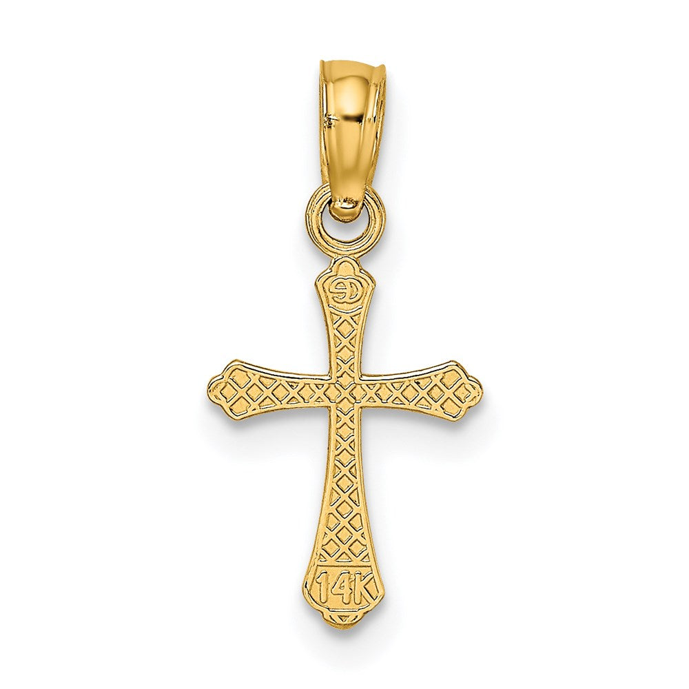 14K Gelbgold Strukturiert Mini Kreuz Charm