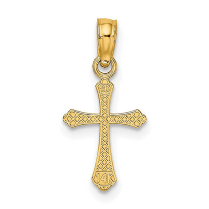 14K Gelbgold Strukturiert Mini Kreuz Charm