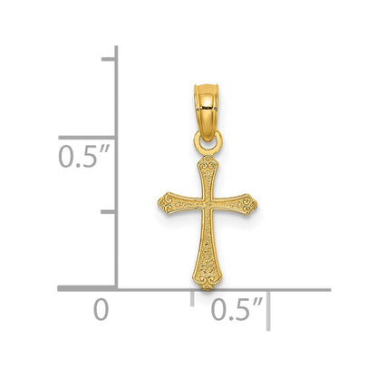 14K Gelbgold Strukturiert Mini Kreuz Charm
