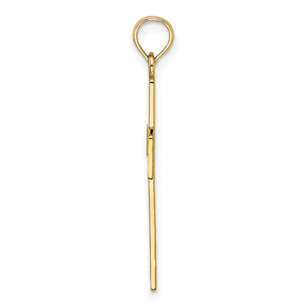 14K Gelbgold Poliert Quadratisch Kreuz mit Herz Design Charm