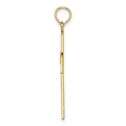 14K Gelbgold Poliert Quadratisch Kreuz mit Herz Design Charm